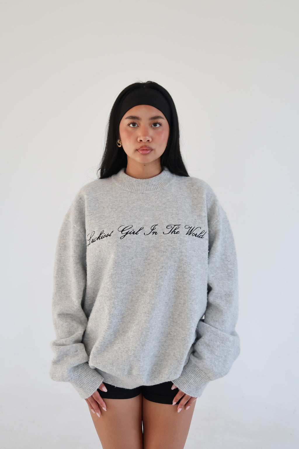 The Lucky Girl Sweater in gray